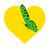 Mariposas y flores en corazón amarillo mov 17