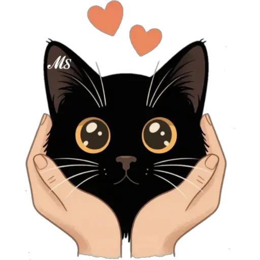 Руки, держащие чёрного кота