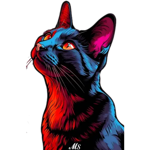 Кот с неоновым свечением
