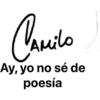 Camilo
Ay, yo no sé de
poesía