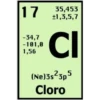 17
35,453
+1,3,5,7
-34,7
-101,0
1,56
CI
(Ne)3s23p
Cloro