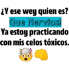 ¿Y ese wey quien es?
Que Nervios!
Ya estoy practicando
con mis celos tóxicos.