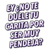 EY ¿NO TE
DUELE TU
CARITA POR
SER MUY
PENDEJA?