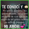 TE CONOCÍ Y
No quiero perderte, No
quiero dejarte, No quiero
alejarme de ti ni que tu te
alejes de mi quiero tenerte
en mi vida siempre
MI AMOR