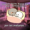 Ya quiero decirte: Buenos dias
amor, ¿dormiste bien?
@cats4mood en Instagram
por las mañanas...