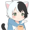 Black and white cat boy 17
