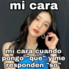 mi cara
mi cara cuando
pongo "que" y me
responden "so"