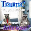 Trauma?
Oh, you mean
the reason I'm
hilarious