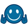 Blue horns smile