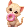 Gato comiendo Donuts🍩💞1🇵🇪Clásica 22