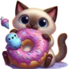 Gato comiendo Donuts🍩💞1🇵🇪Clásica 24
