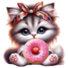 Gato comiendo Donuts🍩💞1🇵🇪Clásica 27