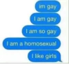 im gay I am gay I am so gay I am a homosexual I like girls