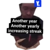 Y. Another year Another yearly increasing streak