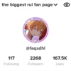 the biggest rui fan page ✓ ファン @faqsdhl Ο 117 Following 2268 167.5K Followers Likes