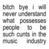 bitch bye i will never understand what possesses people to be such cunts in the music industry
