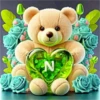 ALFABETO OSO CON CORAZÓN CRISTAL 15