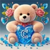 ALFABETO OSO CON CORAZÓN CRISTAL 22