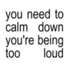 you need to calm down you're being too loud