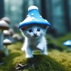 Котёнок в шляпке-грибе