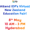 idp
Attend IDP's Virtual
New Zealand
Education Fair!
8th May
10 AM - 3 PM
Hyderabad