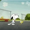 Snoopy en la cancha de tenis