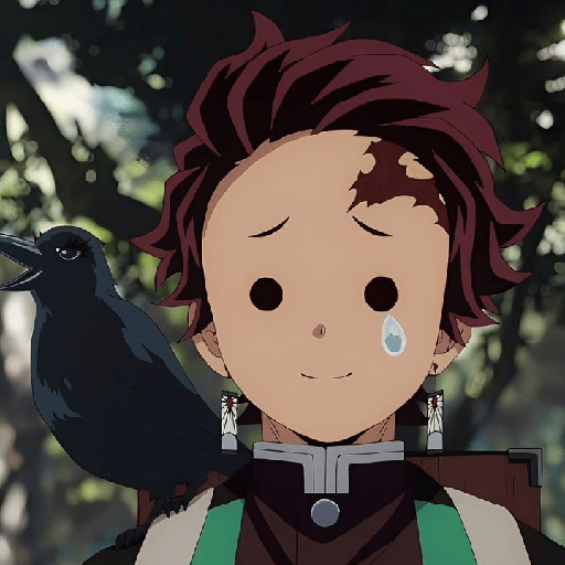 Tanjiro sorriso com lágrima