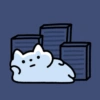 Relaxed Cat with Books