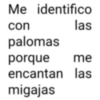 Me identifico con palomas las porque me encantan las migajas