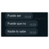 Puede ser 10:25 Puede que no Nadie lo sabe @paraguayita_01 10:25 10:25