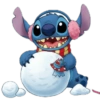 Stitch construindo um boneco de neve