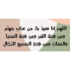 اللهم إنا نعوذ بك من عذاب جهنّم
ومن فتنة القبر ومن فتنة المحيا
والممات ومن فتنة المسيح الدجال