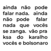 ainda não pode falar nada. ainda não pode falar nada que vocês se zanga. vão pra ksa do karalho vocês e bolsonaro
