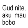 Gud nite, aku mau bobo