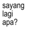 sayang lagi apa?