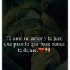 Te amo mi amor y te juro que pase lo que pase nunca te dejaré.