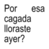 Por cagada lloraste ayer? esa