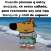 Cuando piensan q estoy enojada, xk estoy callada, pero realmente soy una tipa tranquila y chill de cojones