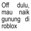 Off dulu, mau naik gunung di roblox