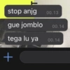 stop anjg
gue jomblo
tega lu ya
+
00.13
00.14
00.14