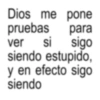 Dios me pone pruebas para ver si sigo siendo estupido, y en efecto sigo siendo