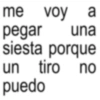 me voy a pegar una siesta porque un tiro no puedo