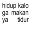 hidup kalo ga makan ya tidur