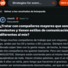 Strategies for overc... ← Volver a los resultados de búsqueda r/work hace 1 a PancuterM Abrir a ¿Tratar con compañeros mayores que son molestos y tienen estilos de comunicación diferentes al mío? Tengo muchos compañeros de trabajo que son mayores yo, andan por los 50 y tantos o 60 y pocos. Siempre me H llevado súper bien con la gente mayor, de hecho, la mayo de mis compañeros me quieren bastante. Pero son taaan MOLESTOS. Siempre están sonriendo pero al mismo tiem quejándose de todo. Hacen chistes pésimos, que ni un ni de 4 años se reiría, pero tengo que hacerme el gracioso. suelen ser extremadamente desmotivados, así que en ve