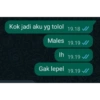 Kok jadi aku yg tolol 19.18 ✔
Males 19.19
Ih 19.19 ✓
Gak lepel 19.19
