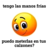 tengo las manos frías
puedo meterlas en tus
calzones?