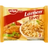 NISSIN MI Com ingredientes selecionados Contatti d CONTÉM 80g DE MACARRÃO E Sg DE TEMPERO NOVO TEMPERO Lamen tável 3 min: ohla eny No fogs, após fervura dag MACARRÃO INSTANTANEO COM TEMPERO SABOR GALINHA