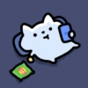 Chilling Cat with Snacks