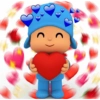 Personagem Azul Feliz com Corações