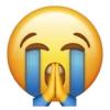 Плачущий Эмодзи молится